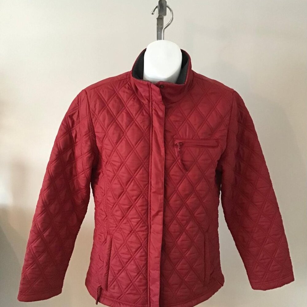 Eddie Bauer Womens XS Quilted Puff Puffer Goose‎ Down Coat Jacket Red Gorecore